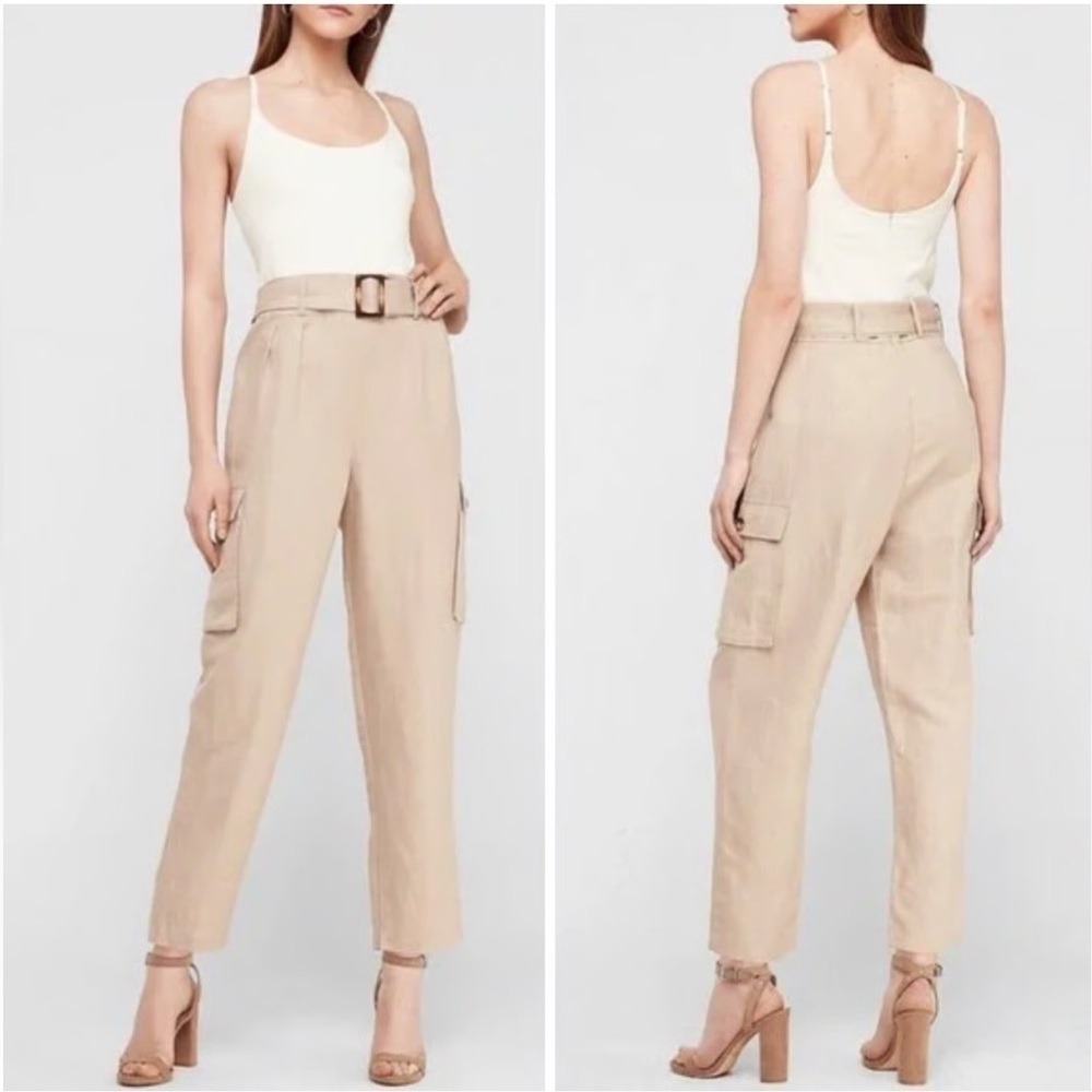 Express Women's Beige Utility Jumpsuit Size Small